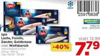 Unimarkt Lachs, Forelle, Zander, Goldbrasse oder Wolfsbarsch 200 g-300 g Angebot