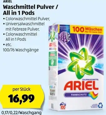 Hofer Waschmittel Pulver/ All in 1 Pods Angebot