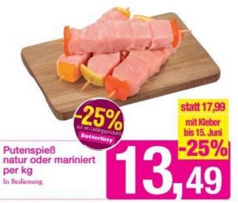 Sutterlüty Putenspieß Natur Oder Mariniert Per Kg Angebot