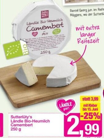Sutterlüty Sutterlüty's Landle Bio-Heumilch Camembert 250 g Angebot