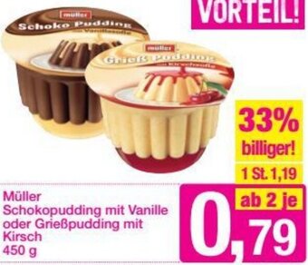 Sutterlüty Müller Schokopudding Mit Vanille Oder Grießpudding Mit Kirsch 450 g Angebot