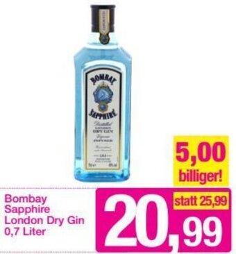 Sutterlüty Bombay Sapphire London Dry Gin 0,7 Liter Angebot