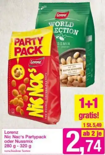 Sutterlüty Lorenz Nic Nac's Partypack Oder Nussmix 280 g-320 g Angebot