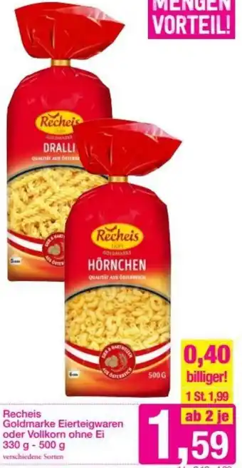 Sutterlüty Recheis Goldmarke Eierteigwaren Oder Vollkorn Ohne Ei 330 g-500 g Angebot