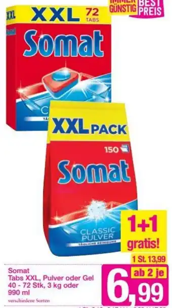 Sutterlüty Somat Tabs XXL,Pulver Oder Gel 40-72 Stk,3 Kg Oder 990 ml Angebot