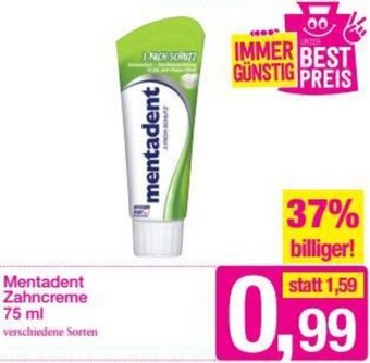 Sutterlüty Mentadent Zahncreme 75 ml Angebot
