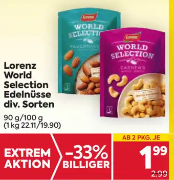 Billa Corso Lorenz World Selection Edelnüsse Div.Sorten 90 g/100 g Angebot