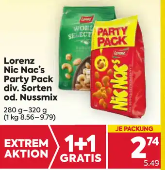 Billa Corso Lorenz Nic Nac's Party Pack Div.Sorten Od.Nussmix 280g-320g Angebot