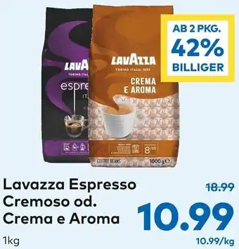 T&G Lavazza Espresso Cremoso od. Crema e Aroma 1kg Angebot