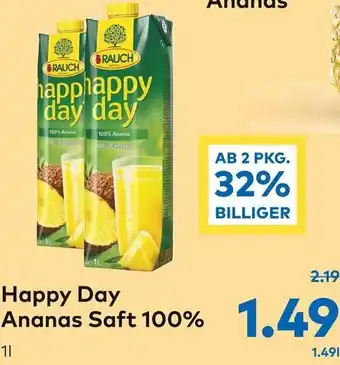 T&G Happy Day Ananas Saft 100% 1L Angebot