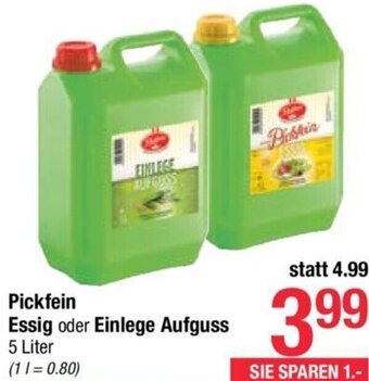 Pickfein Essig oder Einlege Aufguss 5 Liter