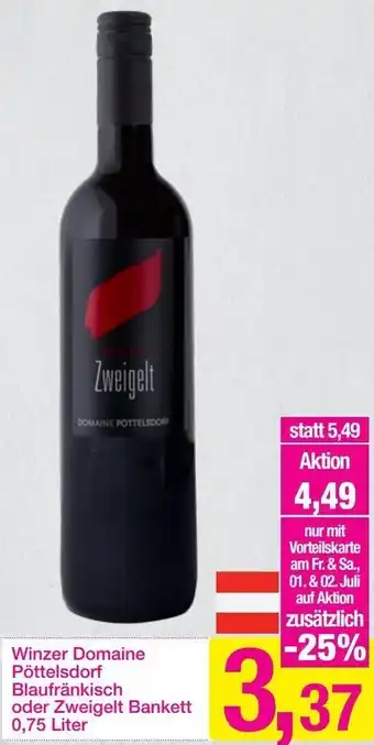 Sutterlüty Winzer Domaine Pöttelsdorf Blaufränkisch oder Zweigelt Bankett 0,75 Liter Angebot