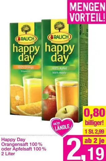 Sutterlüty Happy Day Orangensaft 100% oder Apfelsaft 100% 2 Liter Angebot