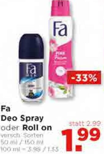 Unimarkt Fa Deo Spray oder Roll on 50 ml/150 ml Angebot