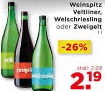 Unimarkt Weinspitz Veltliner, Welschriesling oder Zweigelt 1 L Angebot