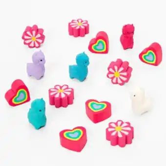 Claire's Rainbow heart llama erasers - 15 pack Angebot