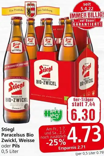 Spar Stiegl Paracelsus Bio Zwickl, Weisse oder Pils 0,5 Liter Angebot