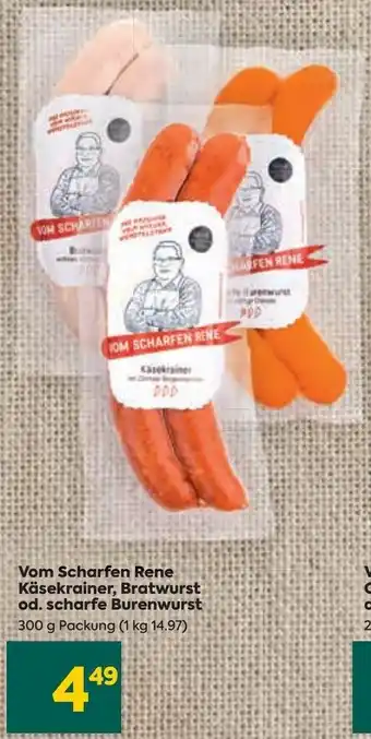 Billa Vom Scharfen Rene Käsekrainer, Bratwurst od. Scharfe Burenwurst 300 g Angebot