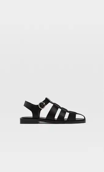 Stradivarius Flache t-steg-sandalen in schwarz Angebot