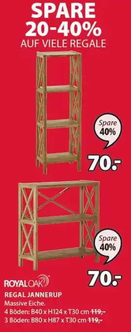 JYSK Regal Jannerup 4 Böden B40 x H124 x T30 cm, 3 Böden B80 x H87 x T30 cm Angebot
