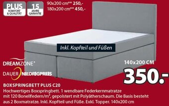 JYSK Boxspringbett Plus C20 140x200 cm Angebot