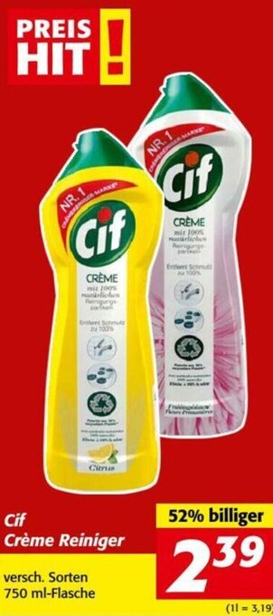 Nah&Frisch cif Crème Reiniger 750 ml Angebot