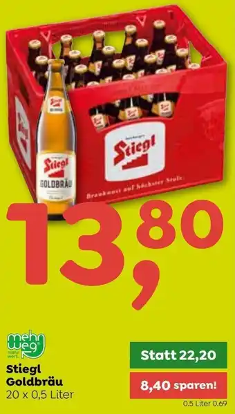 ADEG Stiegl Goldbräu od. Hell 20 x 0,5 Liter Angebot