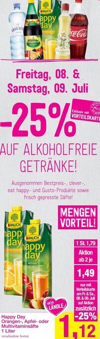 Sutterlüty Happy Day Orangen-, Apfel-oder Multivitaminsäfte 1 liter Angebot