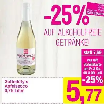 Sutterlüty Apfelsecco 0,75 Liter Angebot