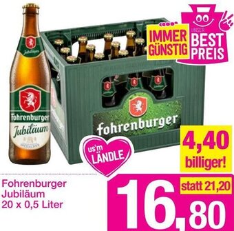 Sutterlüty Fohrenburger Jubiläum 20 x 0,5 Liter Angebot