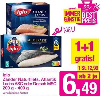 Sutterlüty Zander Naturfilets, Atlantik Lachs ASC oder Dorsch MSC 200 g-400 g Angebot