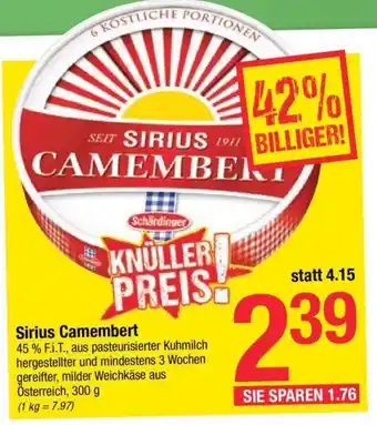 Maximarkt Sirius Camembert 300 g Angebot