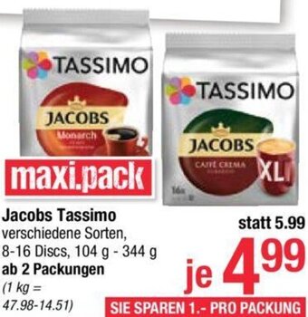 Maximarkt Jacobs Tassimo 104 g-344 g Angebot