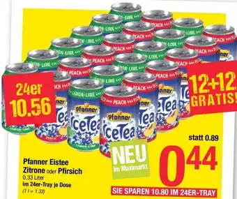Maximarkt Pfanner Eistee Zitrone oder Pfirsich 0,33 Liter Angebot