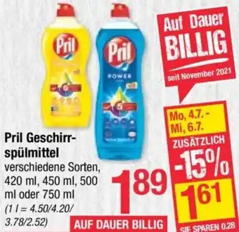 Maximarkt Pril Geschirrspülmittel 420 ml, 450 ml, 500 ml oder 750 ml Angebot