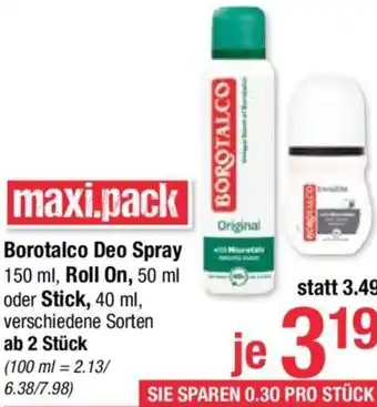 Maximarkt Borotalco Deo Spray 150 ml, Roll On, 50 ml oder Stick, 40 ml Angebot