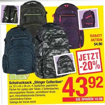 Maximarkt Schulrucksack Stinger Collection 32 x 44 x 26 mm Angebot