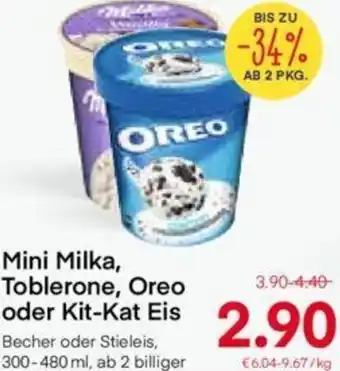 MPreis Mini Milka, Toblerone, Oreo oder Kit-Kat Eis 300-480 ml Angebot