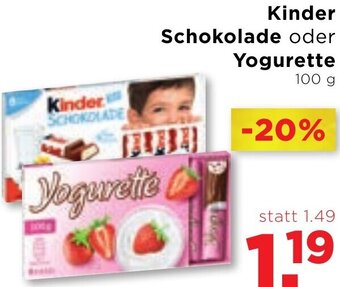 Unimarkt Kinder Schokolade oder Yogurette 100 g Angebot