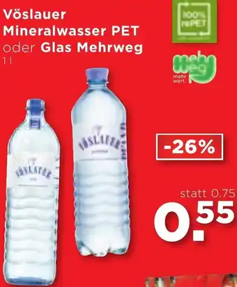 Unimarkt Vöslauer Mineralwasser PET oder Glas Mehrweg 1 l Angebot