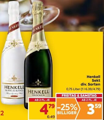 Billa Henkell Sekt 0,75 Liter Angebot