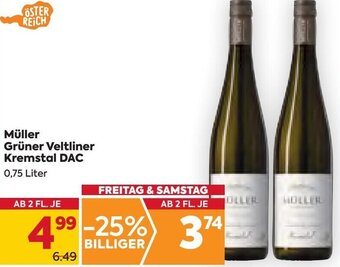 Billa Müller Grüner Veltliner Kremstal DAC 0,75 Liter Angebot