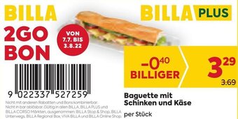 Billa Baguette mit Schinken und Käse per stück Angebot