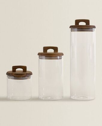 ZARA HOME Vorratsbehälter aus borosilikatglas und holz Angebot