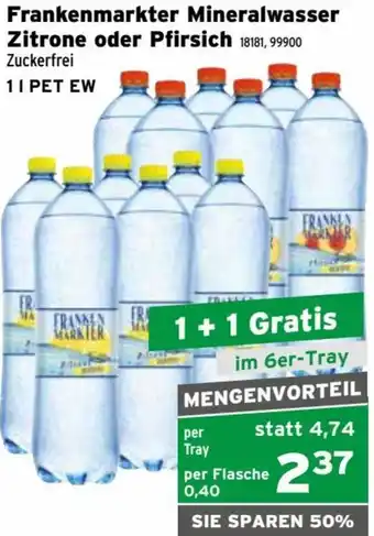 Frankenmarkter Mineralwasser Zitrone oder Pfirsich 1 l