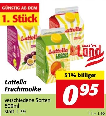 Strasser Markt Lattella Fruchtmolke 500 ml Angebot