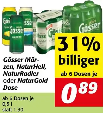 Strasser Markt Gösser Märzen, NaturHell, NaturRadler oder NaturGold Dose 0,5L Angebot