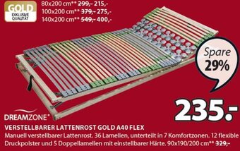 JYSK Verstellbarer Lattenrost Gold A30 Flex 90x190/200 cm Angebot