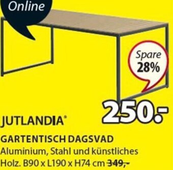 JYSK Gartentisch Dagsvad B90 x L190 x H74 cm Angebot