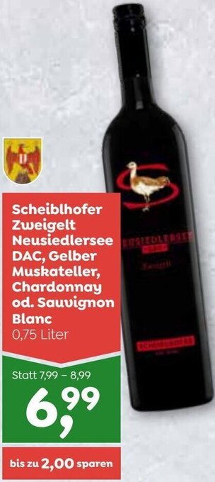 ADEG Scheiblhofer Zweigelt Neusiedlersee DAC, Gelber Muskateller, Chardonnay od. Sauvignon Blanc 0,75 Liter Angebot